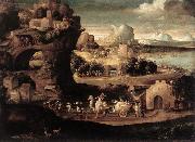 CARPI, Girolamo da Landscape with Magicians fs oil on canvas